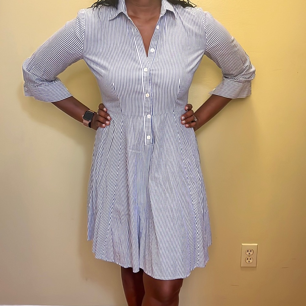 Ann Taylor Shirt Dress - Blue and white striped - US 2